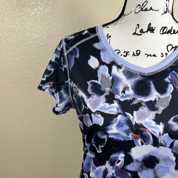 St. John's Bay Blue Purple Floral Short Sleeves Size PS Women's Athletic Top gym - Picture 10 of 15